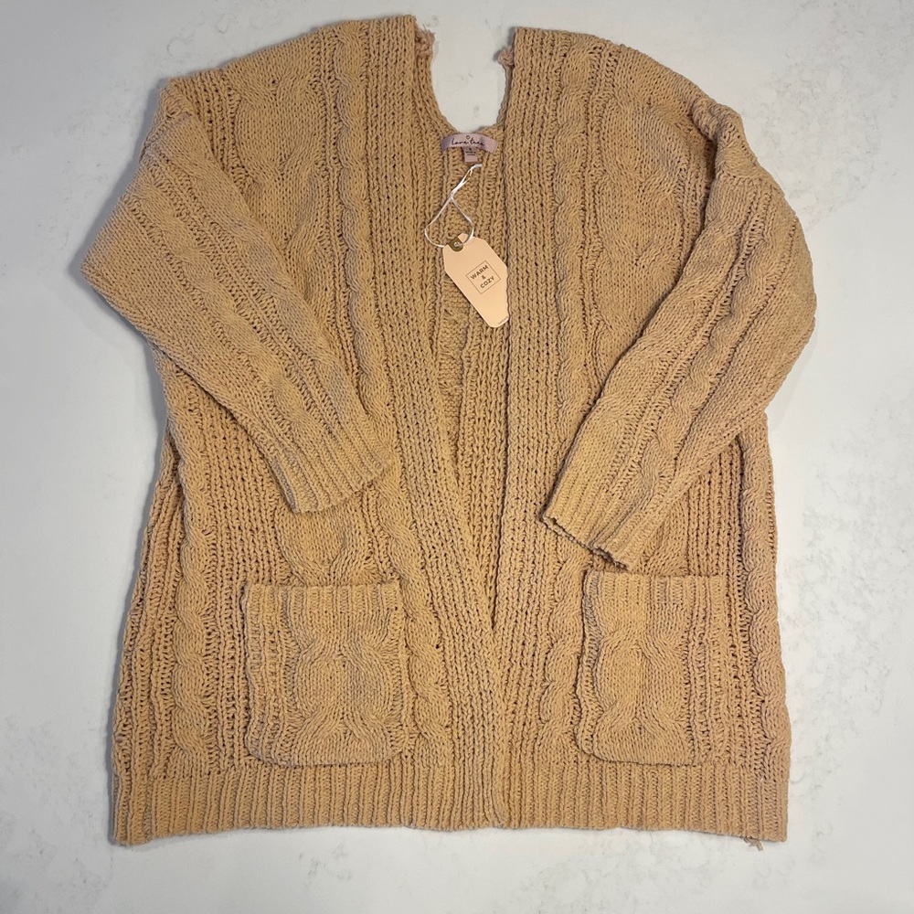 Cozy long Cardigan, oversized, cable knit, chenille